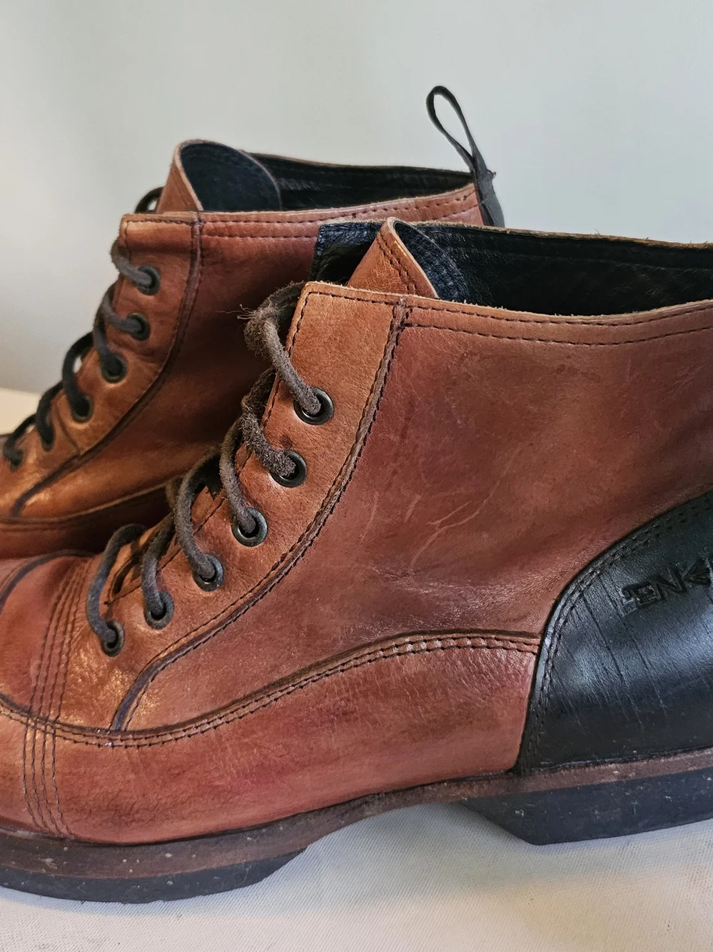 Energie Men's Chestnut Brown Leather Lace-Up Boots